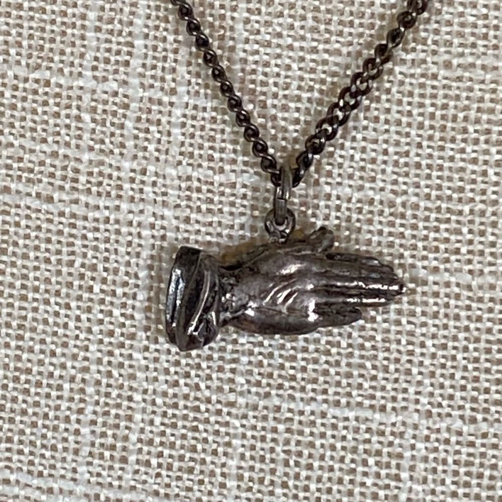 Sterling Praying Hands Necklace & Sterling Chain Religious 18”